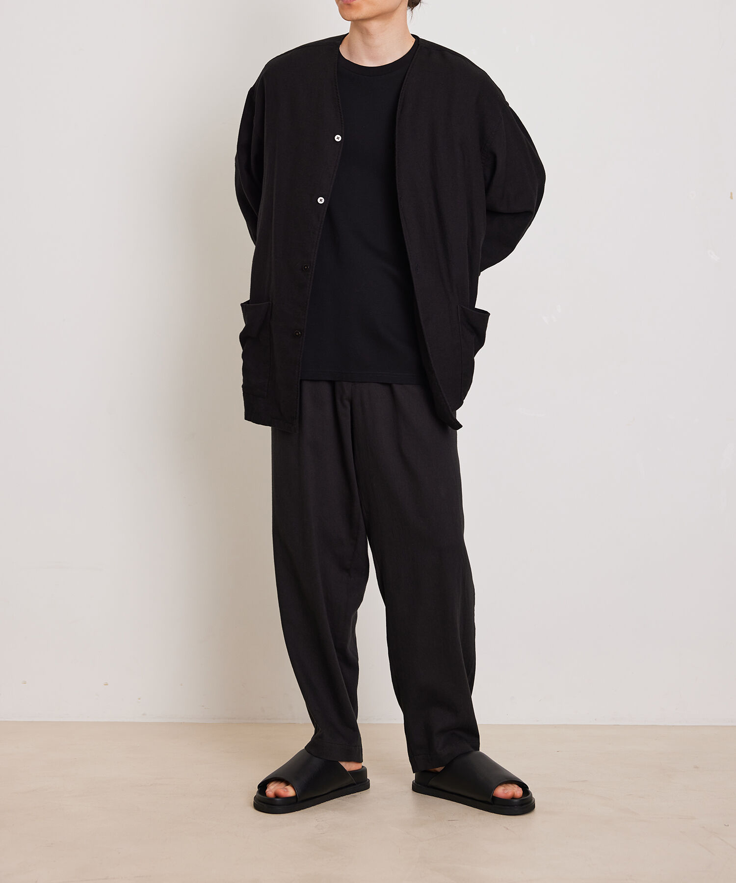 ADAM ET ROPE'「アソート オーバーサイズ ノーカラー シャツ ブルゾン / ユニセックス / セットアップ対応」|シャツ・ブラウス|