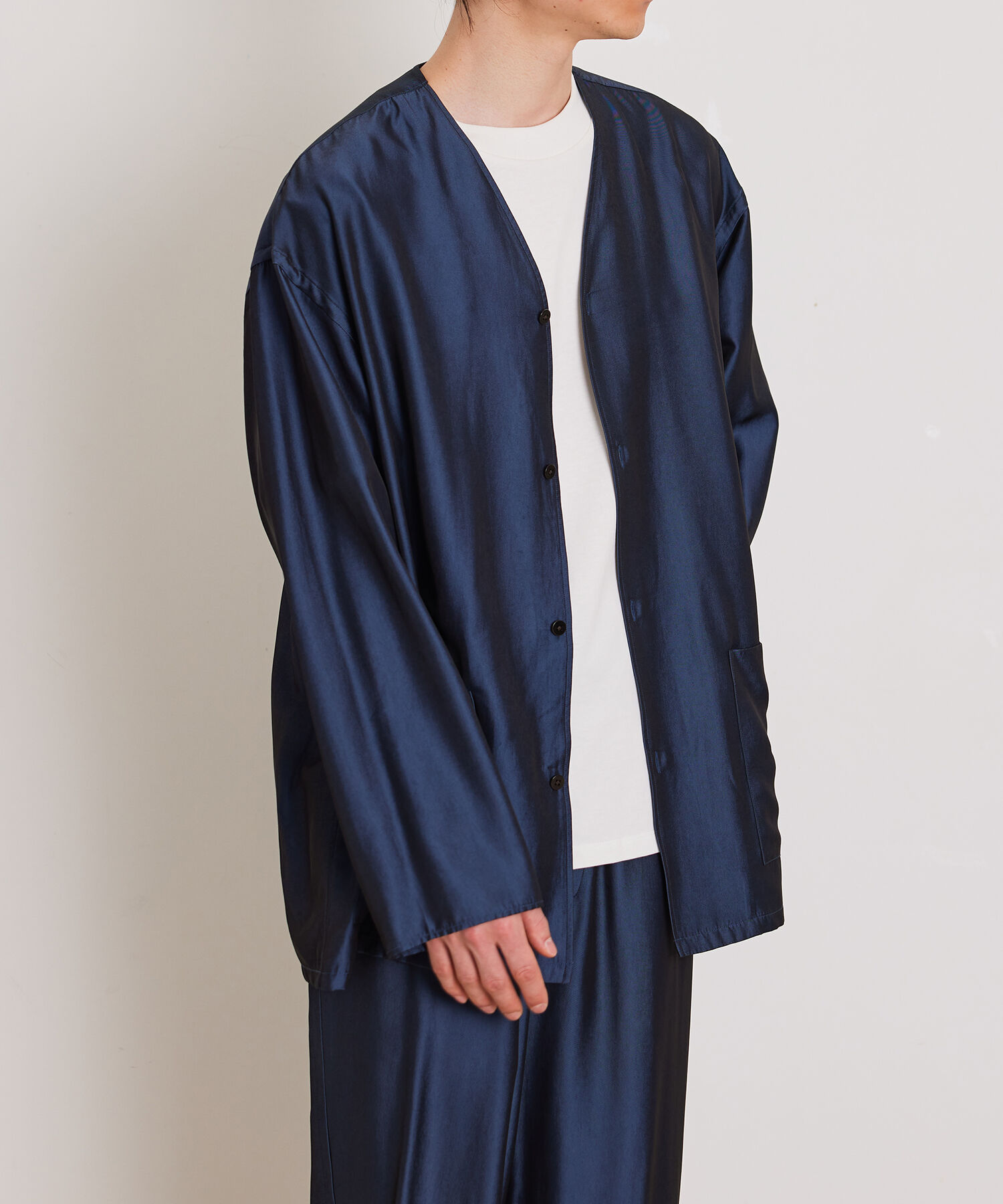 ADAM ET ROPE'「アソート オーバーサイズ ノーカラー シャツ ブルゾン / ユニセックス / セットアップ対応」|シャツ・ブラウス|