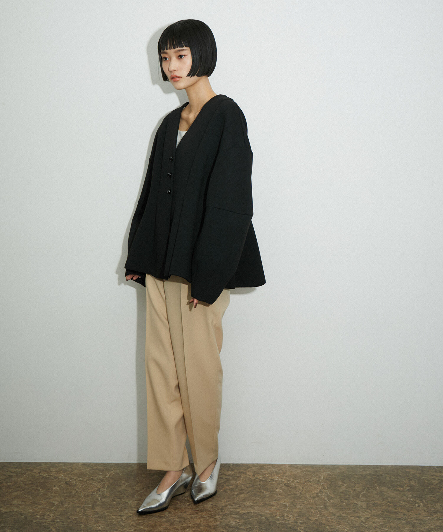 ADAM ET ROPE'「ペプラムダンボールカーディガン」|カーディガン|