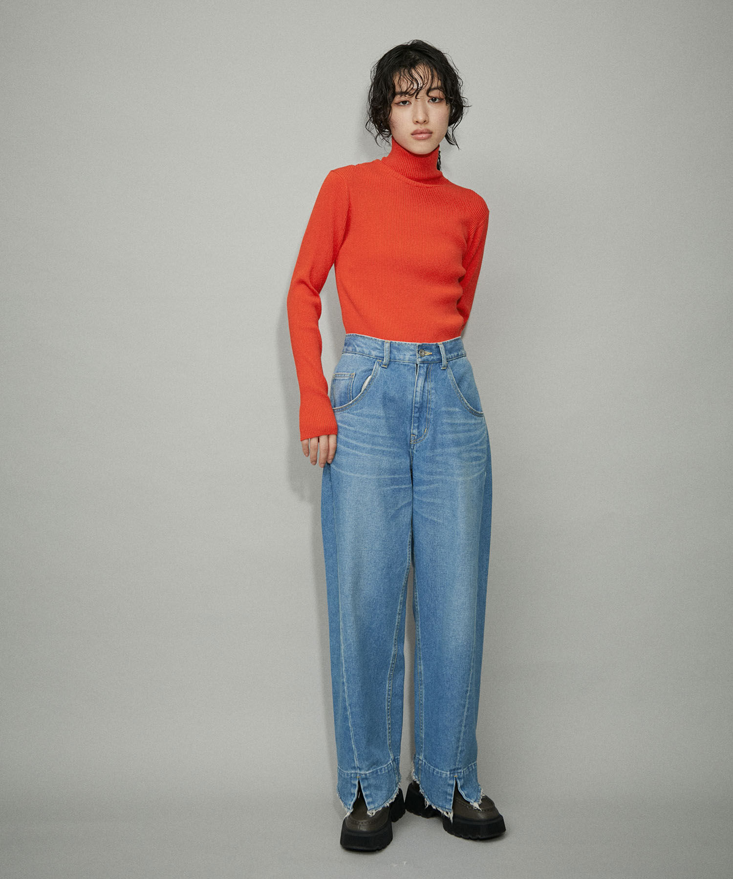 ADAM ET ROPE'「【WEB限定】エコベロRIBタートル」|ニット・セーター|