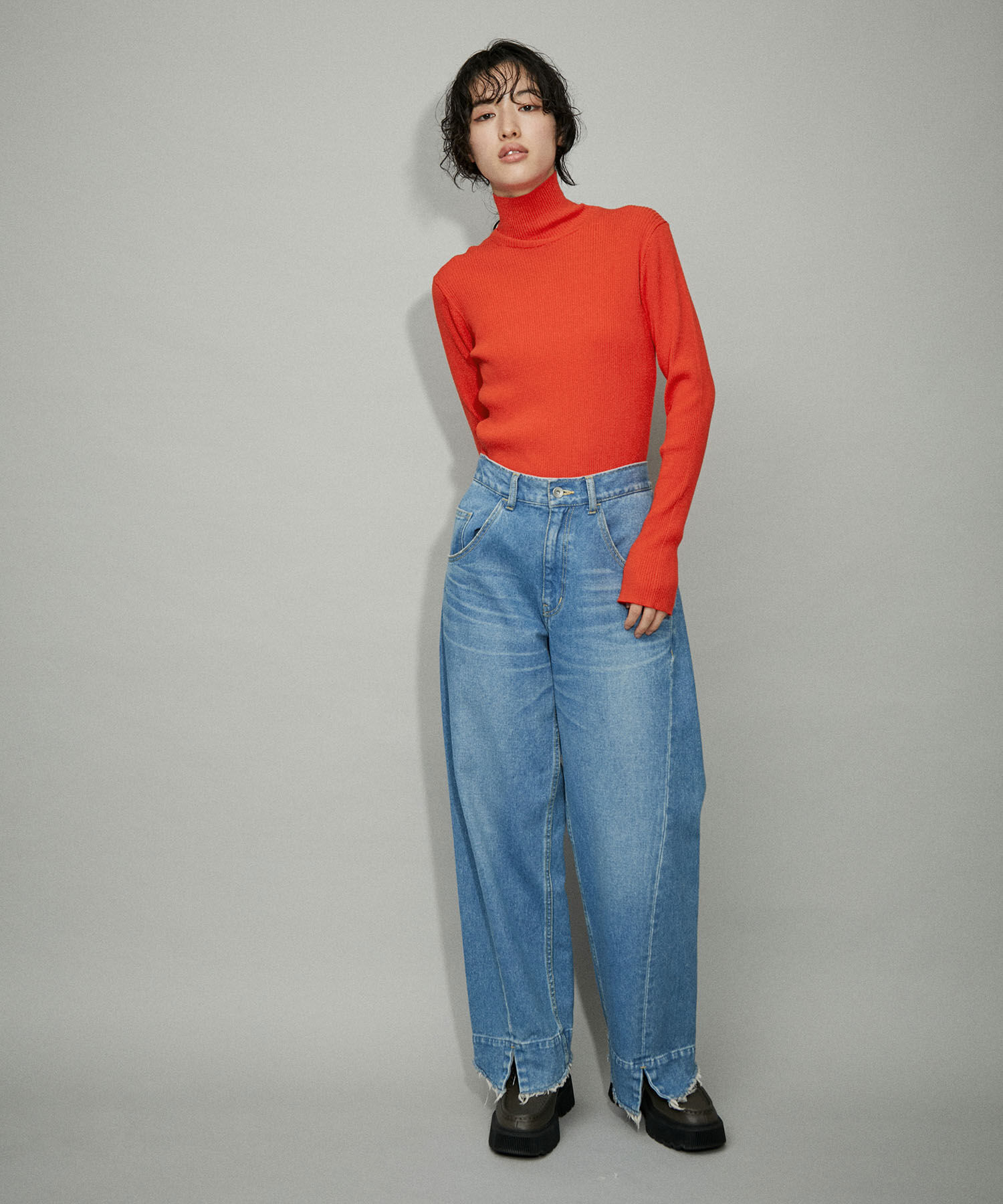 ADAM ET ROPE'「【WEB限定】エコベロRIBタートル」|ニット・セーター|