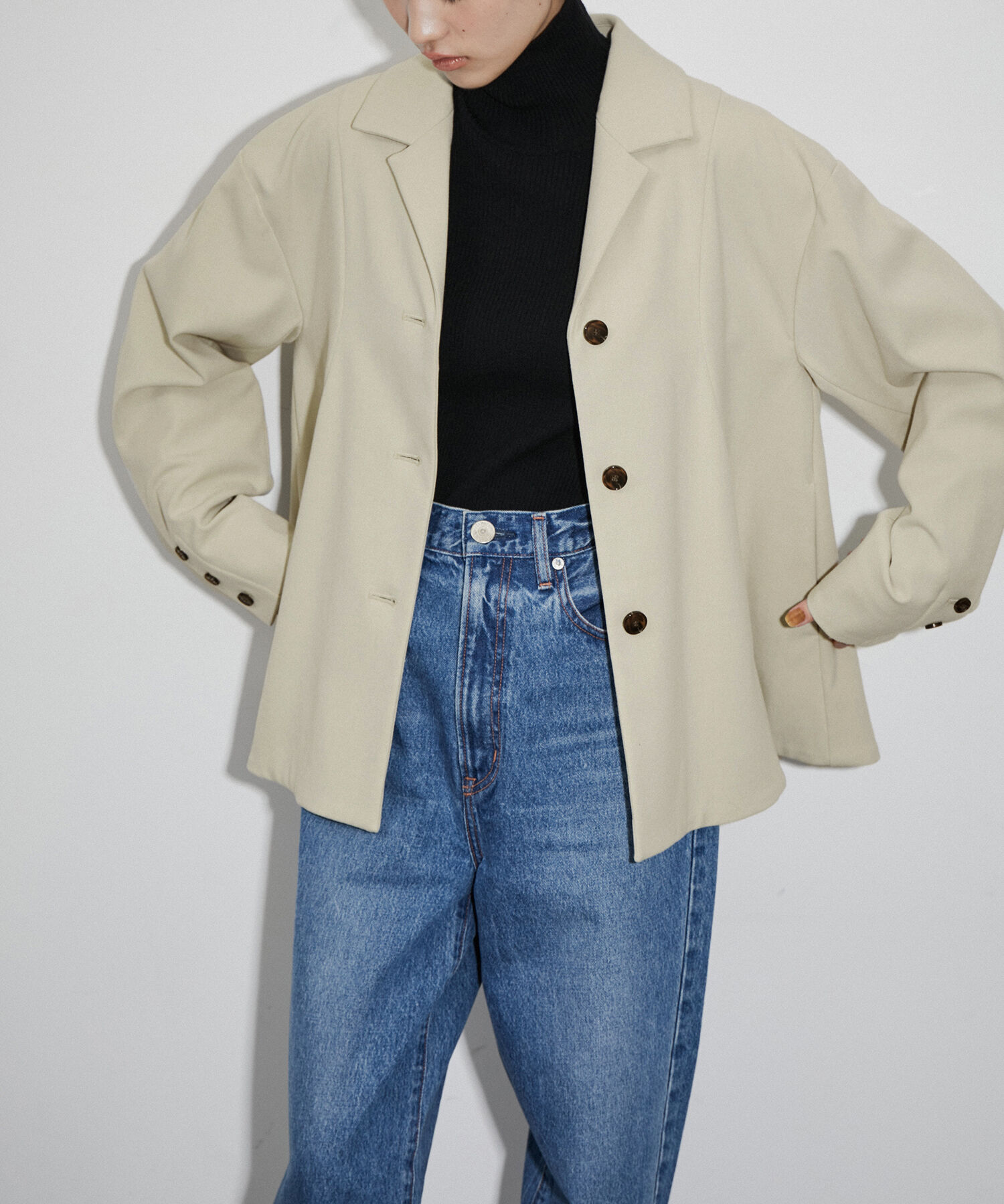 ADAM ET ROPE'「【サステナブル・セットアップ対応】ウェーブラインシャツジャケット」|テーラードジャケット|ベージュ(27)
