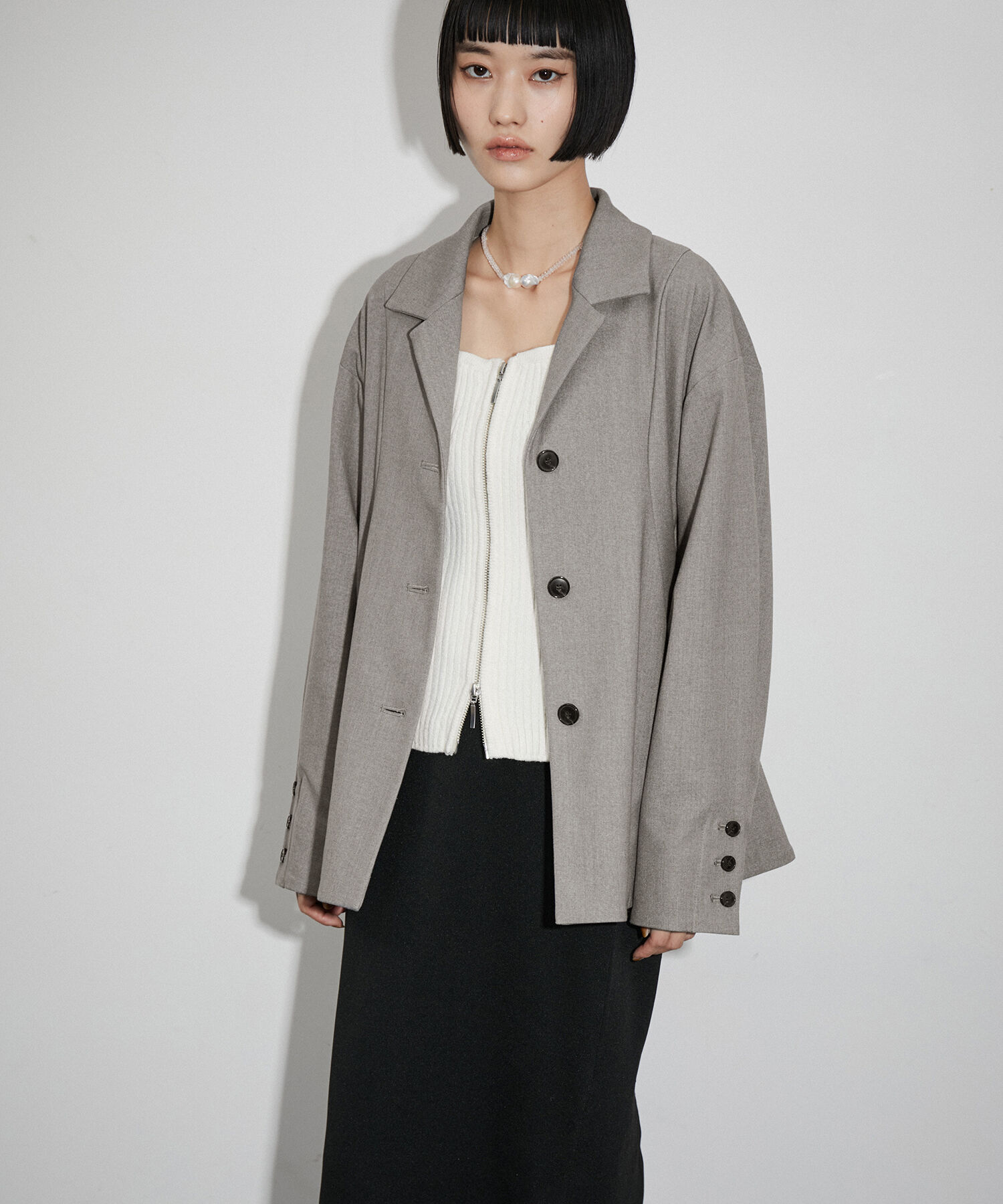 ADAM ET ROPE'「【サステナブル・セットアップ対応】ウェーブラインシャツジャケット」|テーラードジャケット|
