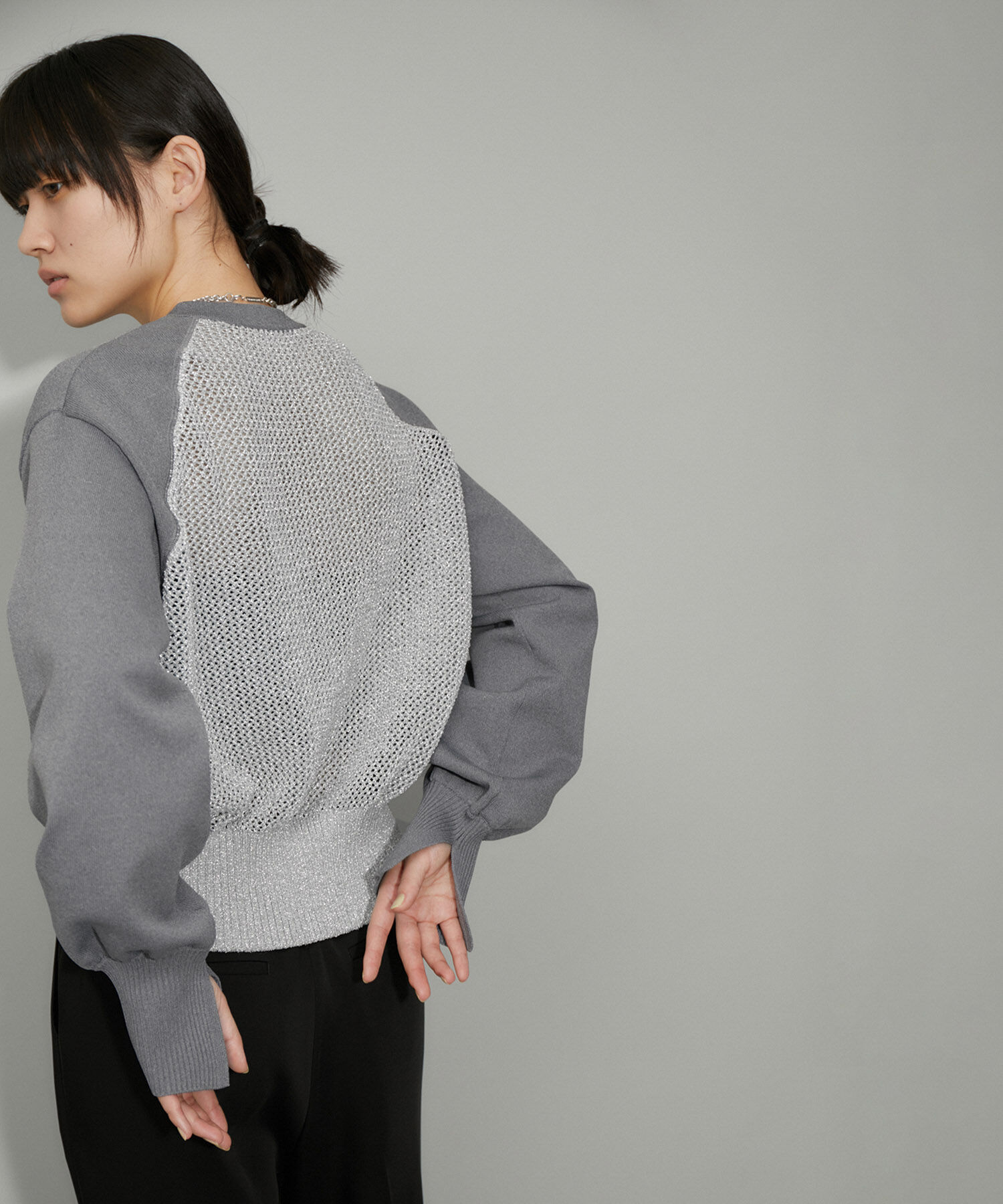 ADAM ET ROPE'「【WEB限定・サステナブル】ラメメッシュカーディガン」|カーディガン|