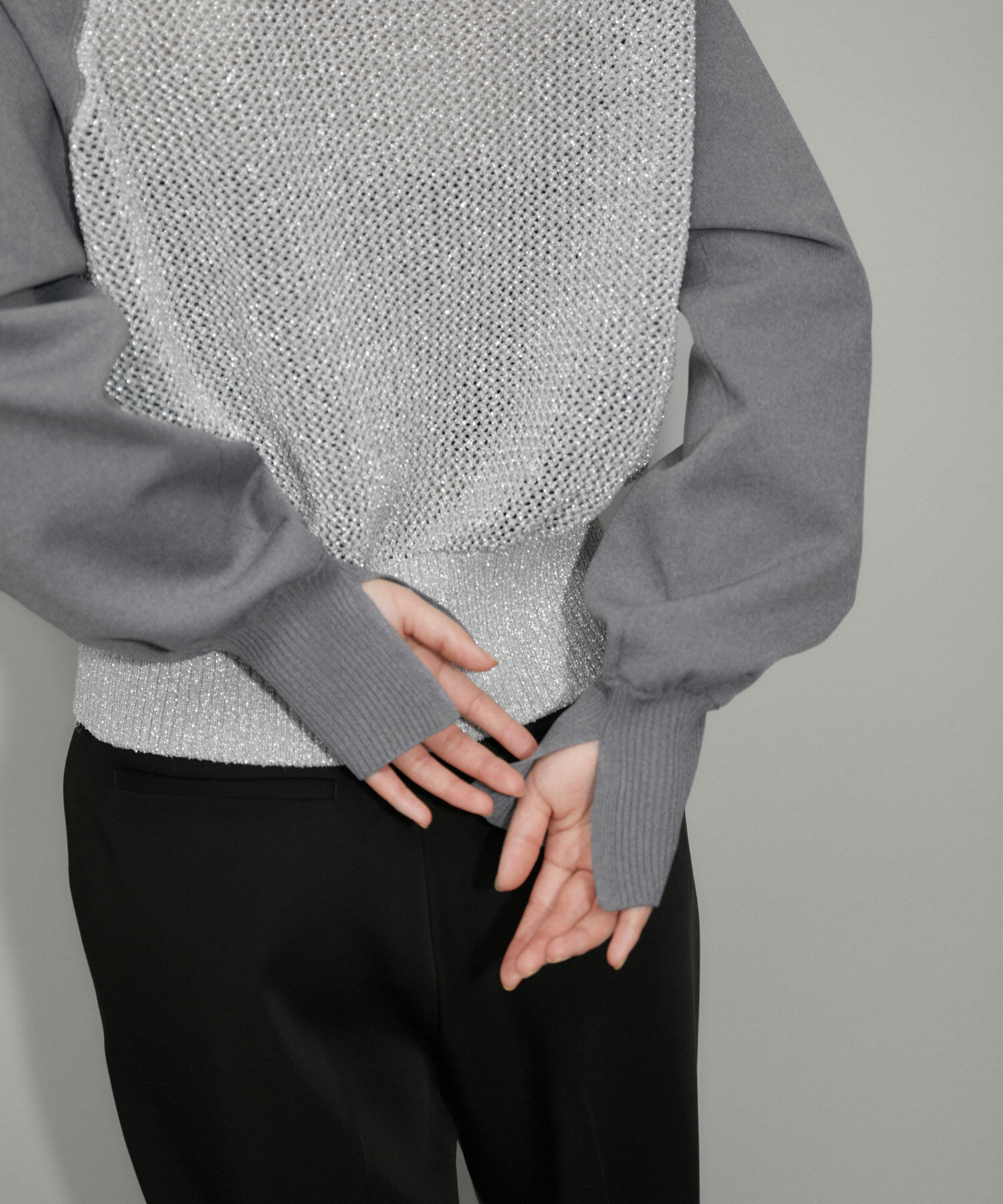 ADAM ET ROPE'「【WEB限定・サステナブル】ラメメッシュカーディガン」|カーディガン|