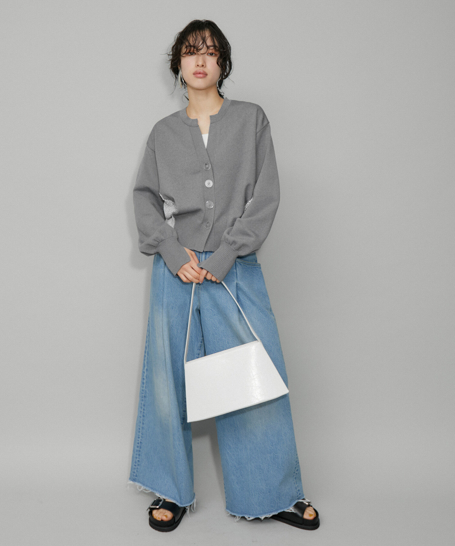 ADAM ET ROPE'「【WEB限定・サステナブル】ラメメッシュカーディガン」|カーディガン|