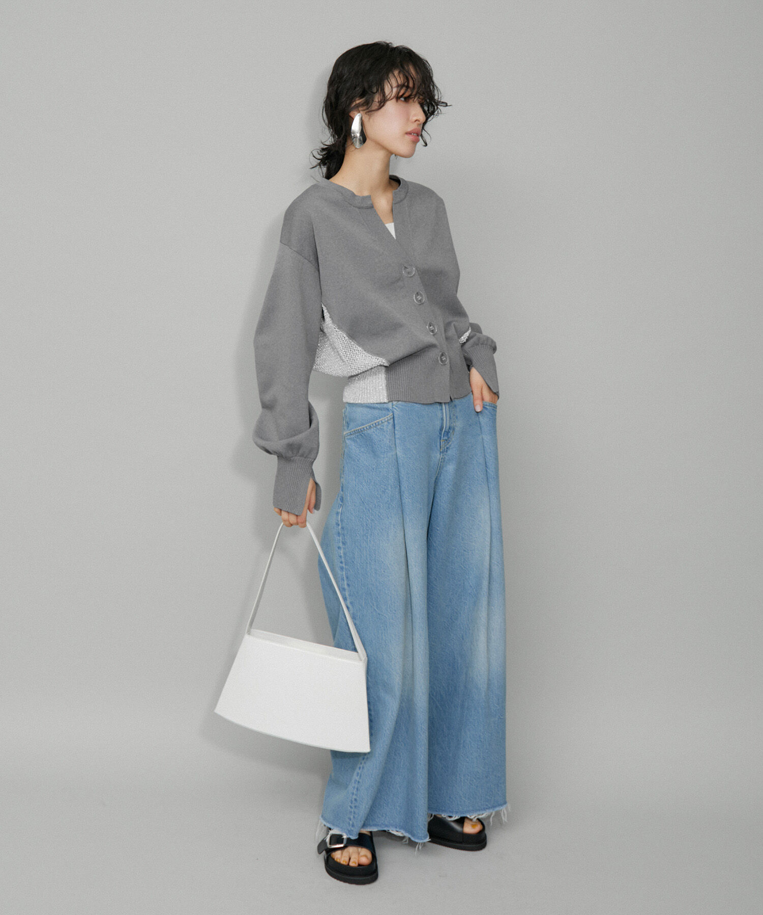 ADAM ET ROPE'「【WEB限定・サステナブル】ラメメッシュカーディガン」|カーディガン|