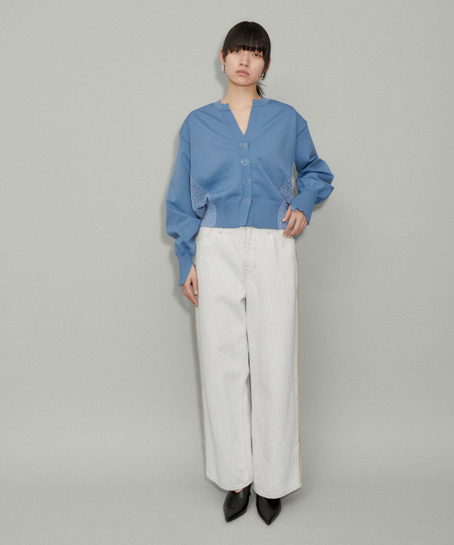 ADAM ET ROPE'「【WEB限定・サステナブル】ラメメッシュカーディガン」|カーディガン|