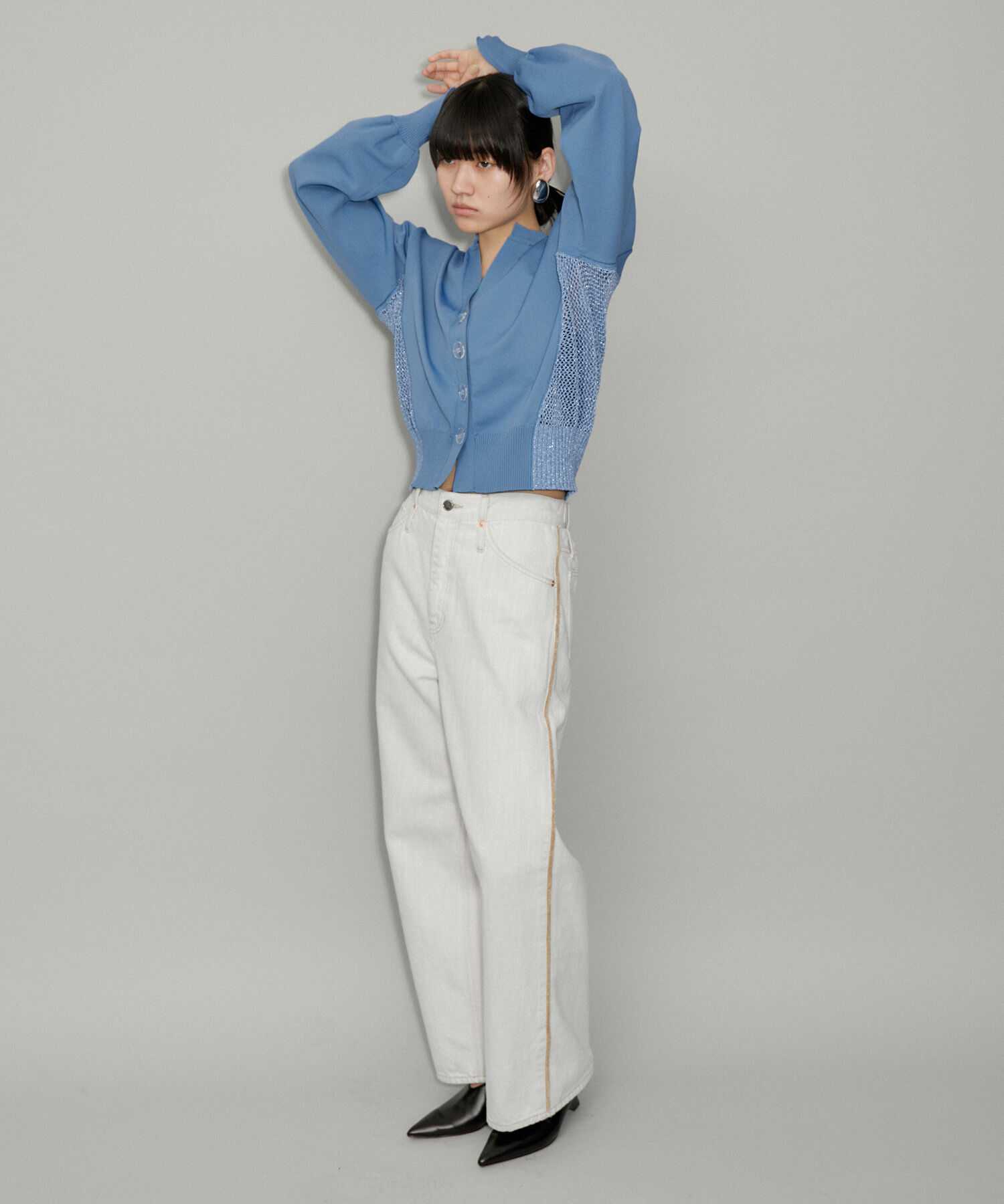 ADAM ET ROPE'「【WEB限定・サステナブル】ラメメッシュカーディガン」|カーディガン|