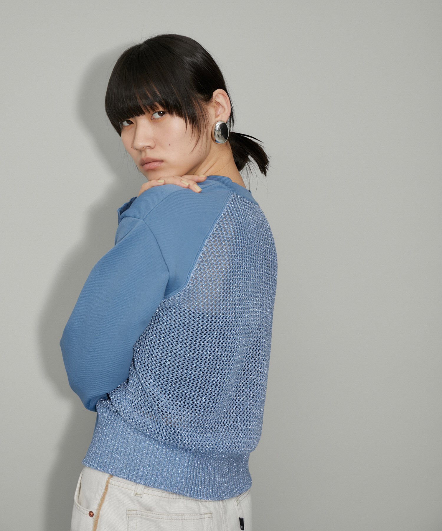 ADAM ET ROPE'「【WEB限定・サステナブル】ラメメッシュカーディガン」|カーディガン|