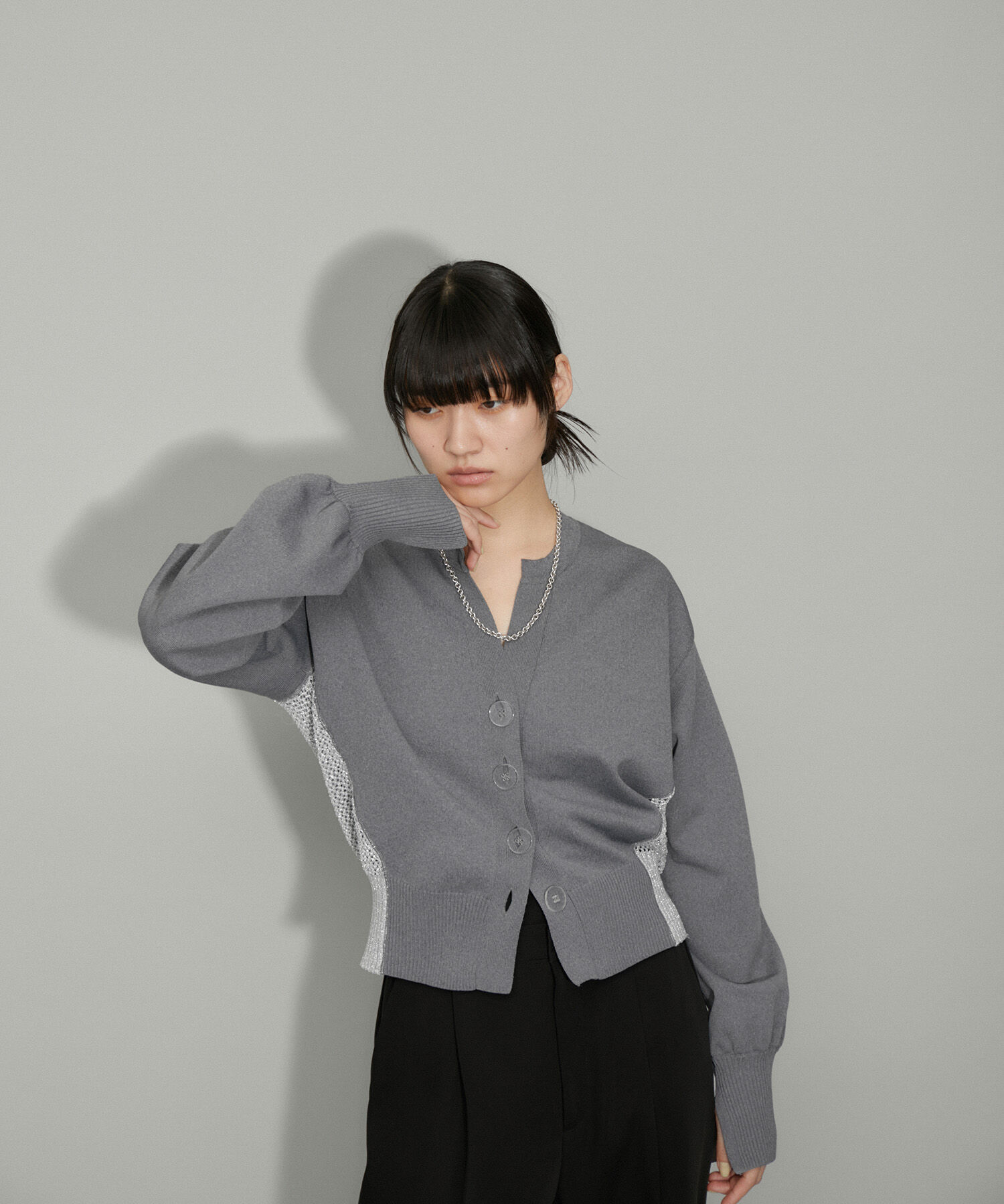 ADAM ET ROPE'「【WEB限定・サステナブル】ラメメッシュカーディガン」|カーディガン|