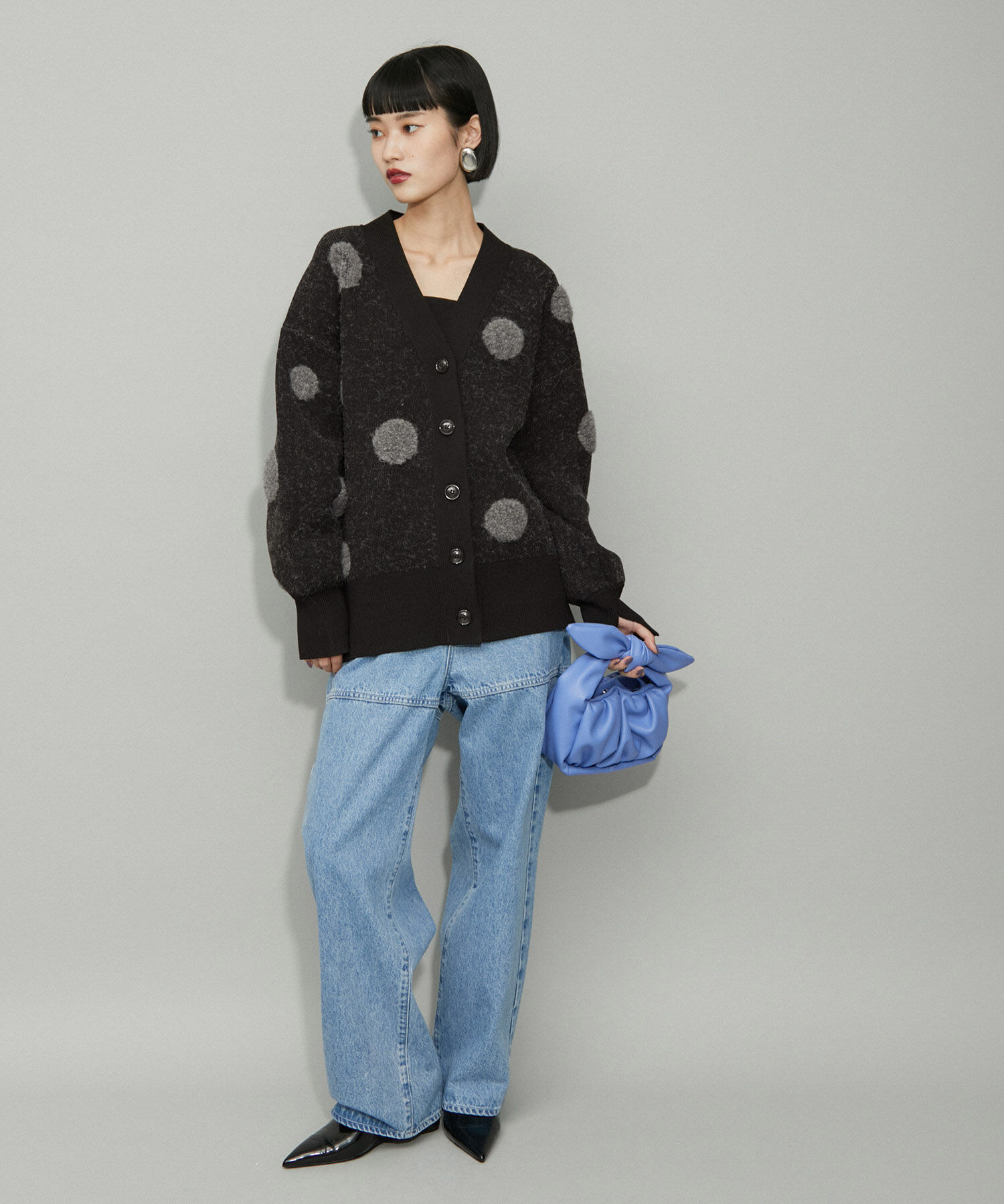 ADAM ET ROPE'「【WEB限定・サステナブル】ループジャカードドットニットカーディガン」|カーディガン|