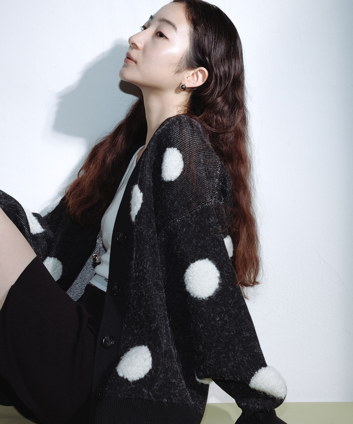 ADAM ET ROPE'「【WEB限定・サステナブル】ループジャカードドットニットカーディガン」|カーディガン|