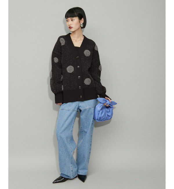 ADAM ET ROPE'「【WEB限定・サステナブル】ループジャカードドットニットカーディガン」|カーディガン|