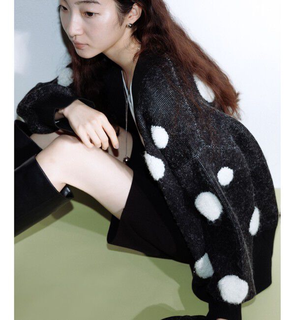 ADAM ET ROPE'「【WEB限定・サステナブル】ループジャカードドットニットカーディガン」|カーディガン|