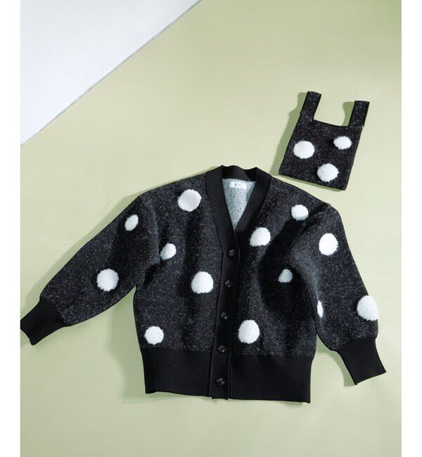 ADAM ET ROPE'「【WEB限定・サステナブル】ループジャカードドットニットカーディガン」|カーディガン|