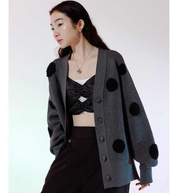 ADAM ET ROPE'「【WEB限定・サステナブル】ループジャカードドットニットカーディガン」|カーディガン|