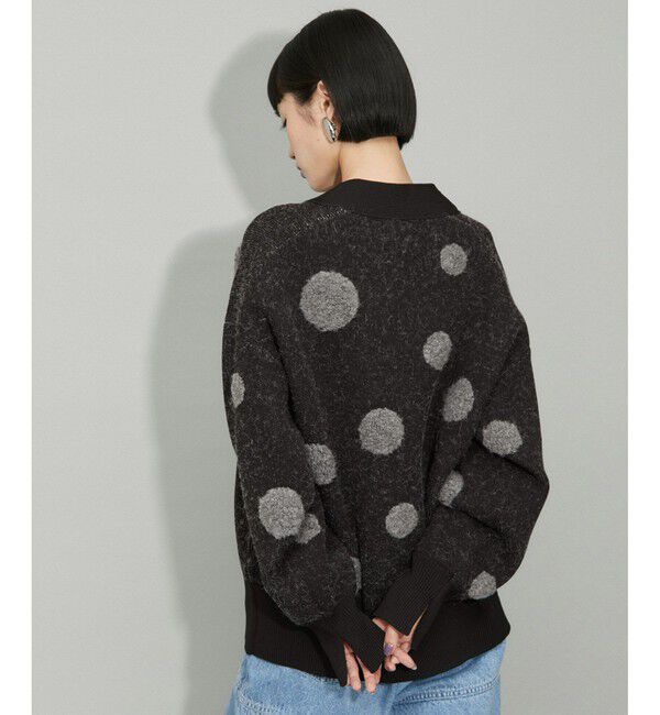 ADAM ET ROPE'「【WEB限定・サステナブル】ループジャカードドットニットカーディガン」|カーディガン|