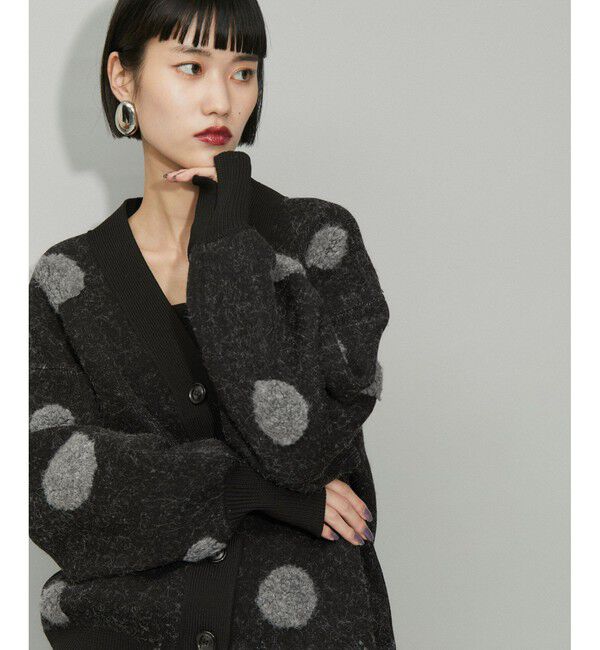 ADAM ET ROPE'「【WEB限定・サステナブル】ループジャカードドットニットカーディガン」|カーディガン|