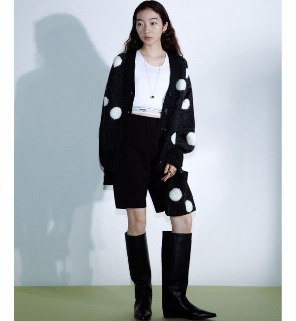 ADAM ET ROPE'「【WEB限定・サステナブル】ループジャカードドットニットカーディガン」|カーディガン|