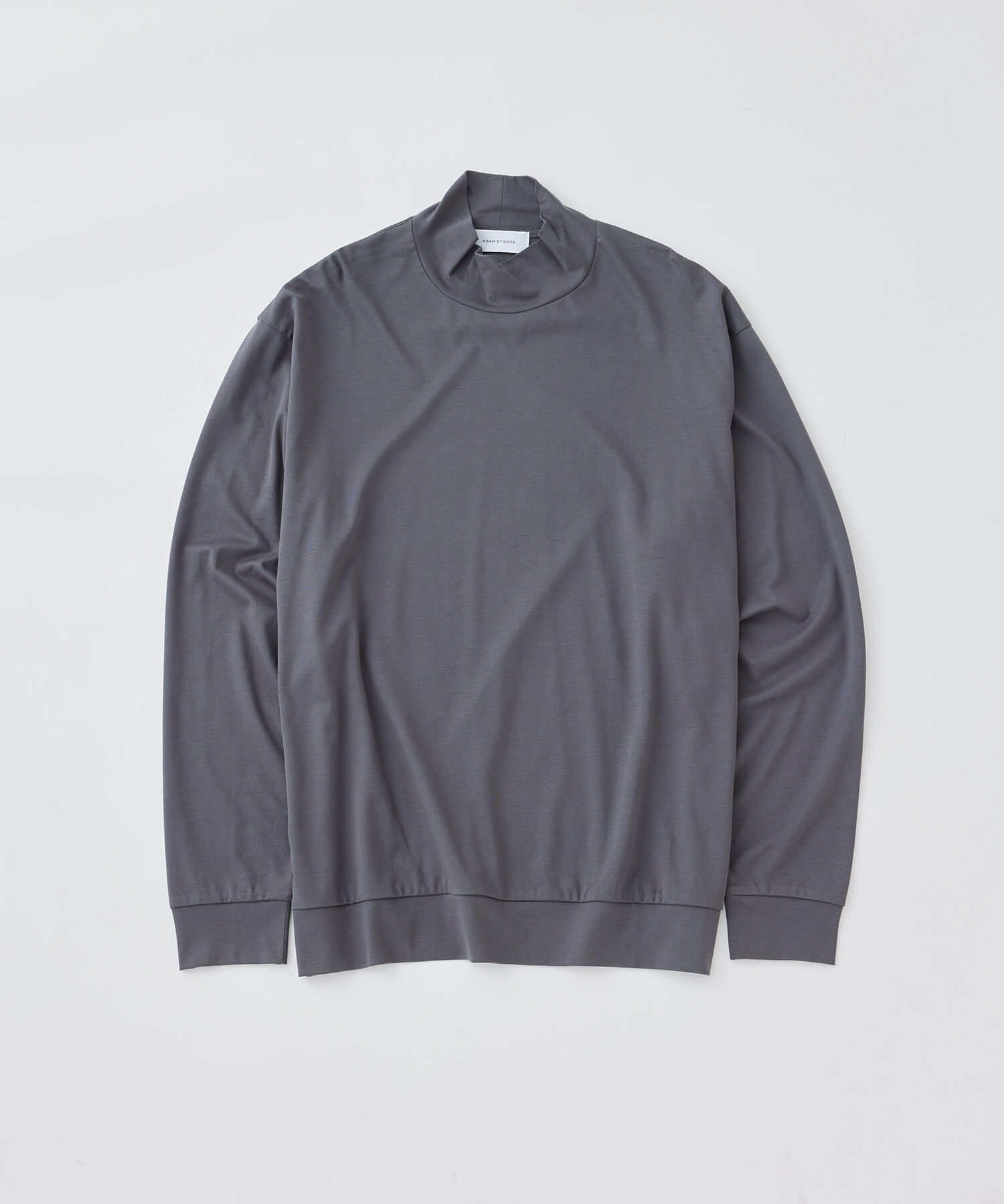 ADAM ET ROPE'「コットン天竺 スムース モックネック ロンTEE / ロングシーズン着用可能 / ユニセックス」|Tシャツ・カットソー|チャコール(06)