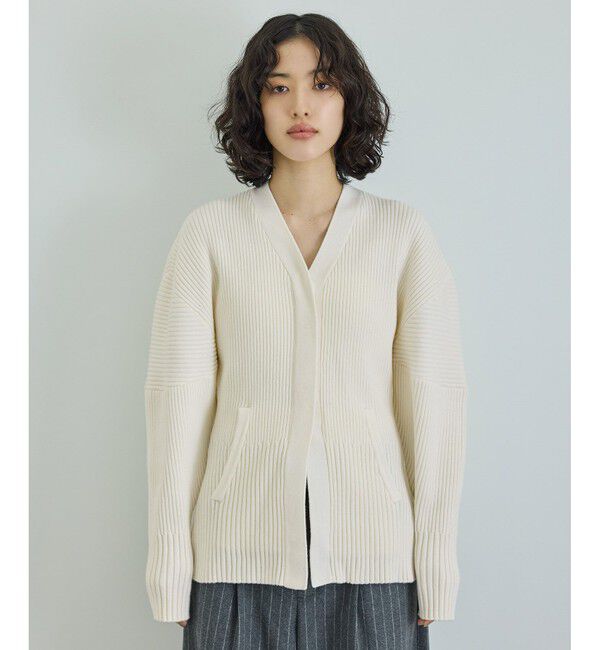 ADAM ET ROPE'「【洗える】フォルムリブカーディガン」|カーディガン|
