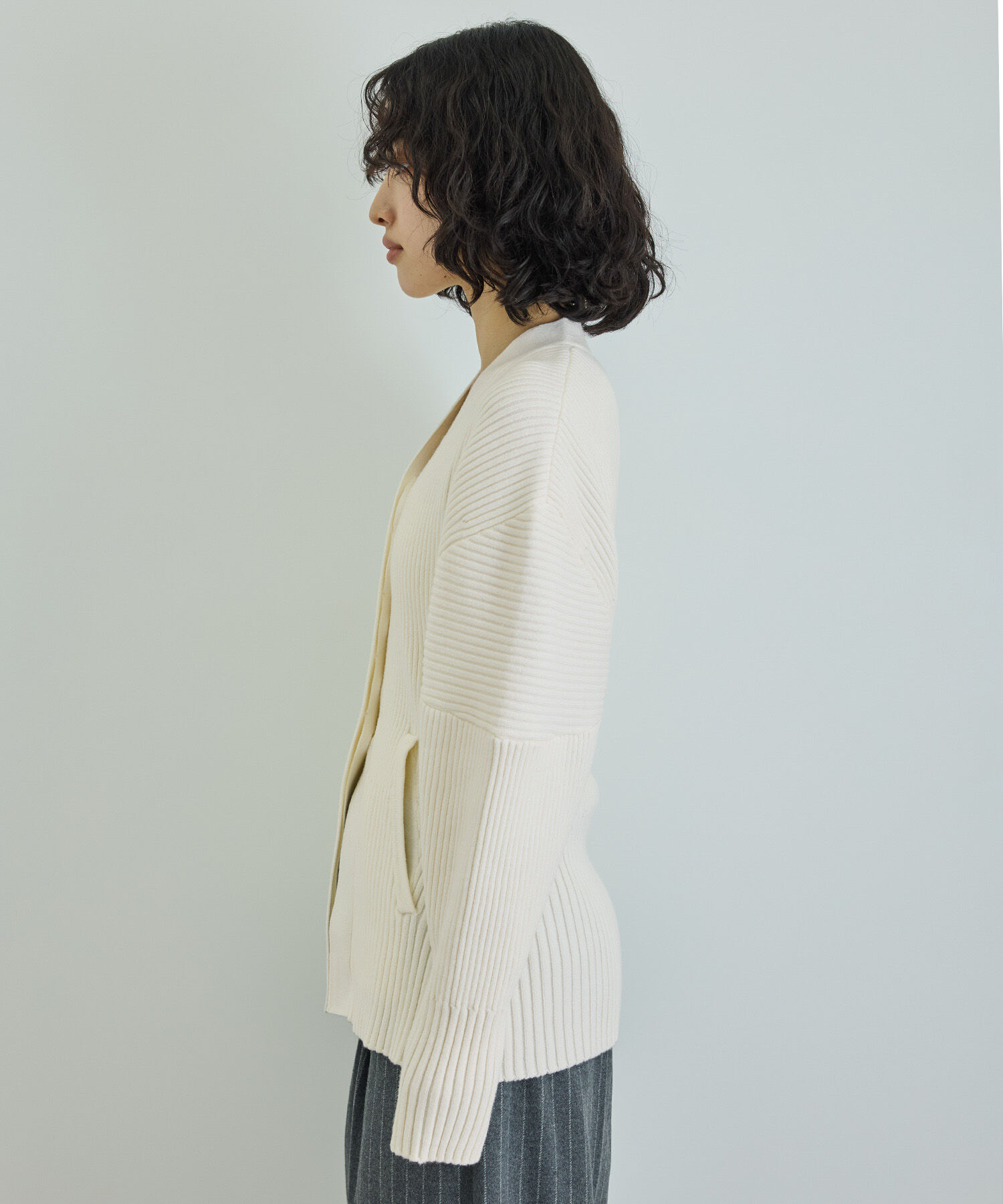 ADAM ET ROPE'「【洗える】フォルムリブカーディガン」|カーディガン|