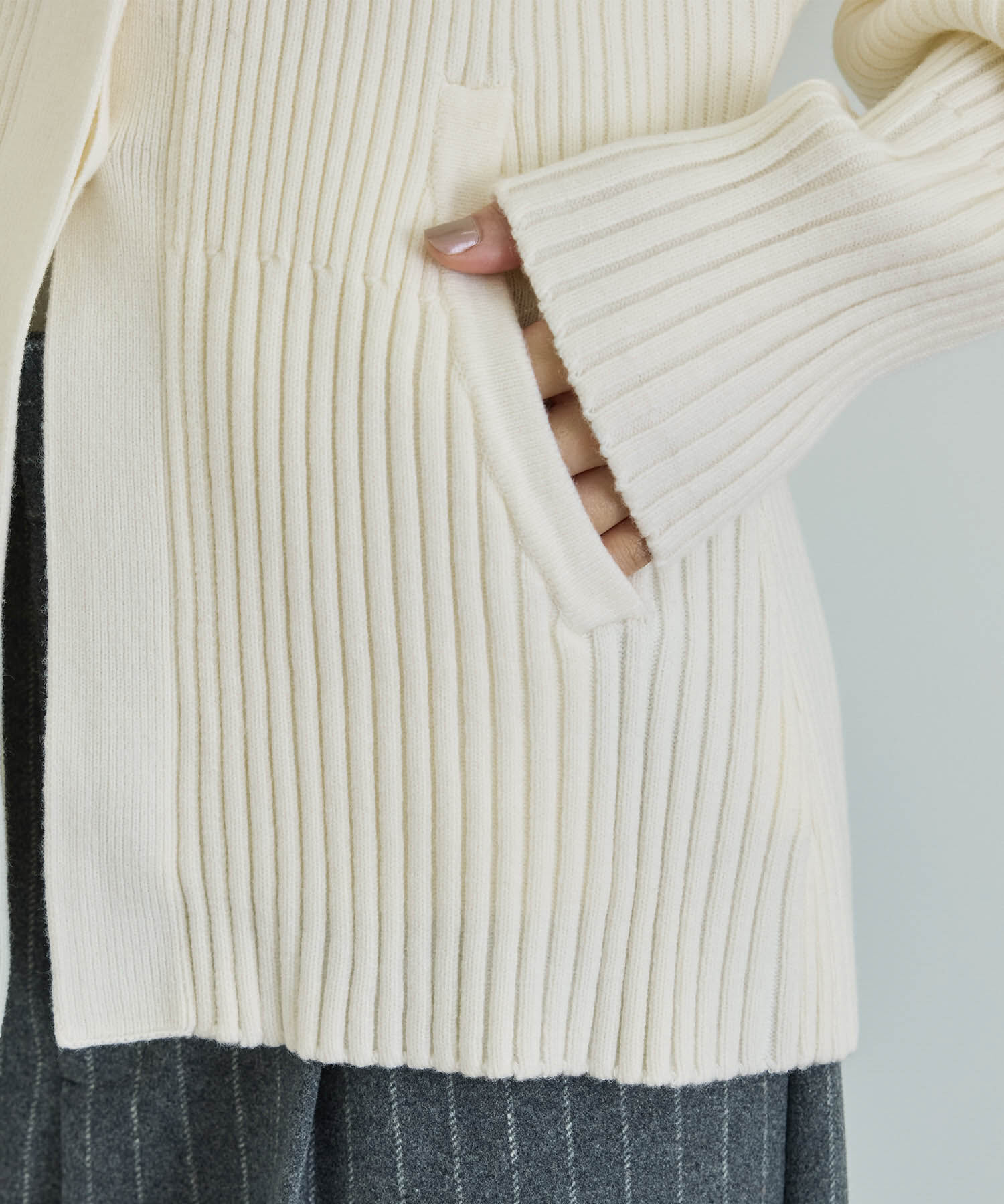 ADAM ET ROPE'「【洗える】フォルムリブカーディガン」|カーディガン|