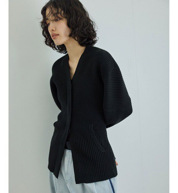 ADAM ET ROPE'「【洗える】フォルムリブカーディガン」|カーディガン|