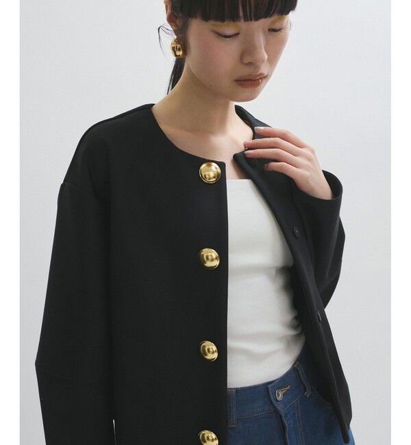 ADAM ET ROPE'「【WEB限定】・【オケージョン】ノーカラーボンディングジャケット」|ノーカラージャケット|クロメイン