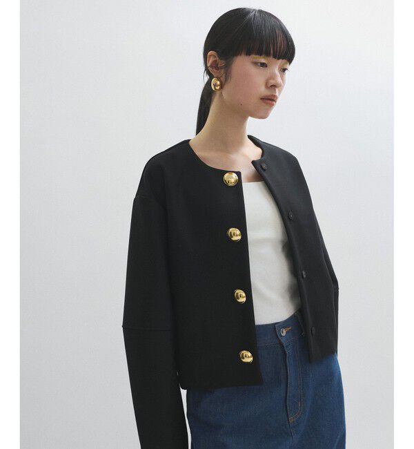 ADAM ET ROPE'「【WEB限定】・【オケージョン】ノーカラーボンディングジャケット」|ノーカラージャケット|