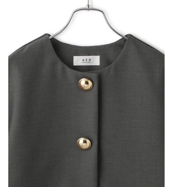 ADAM ET ROPE'「【WEB限定】・【オケージョン】ノーカラーボンディングジャケット」|ノーカラージャケット|