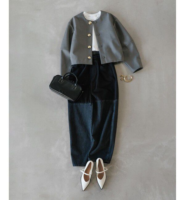 ADAM ET ROPE'「【WEB限定】・【オケージョン】ノーカラーボンディングジャケット」|ノーカラージャケット|