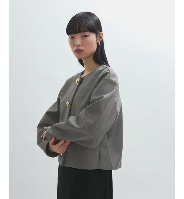 ADAM ET ROPE'「【WEB限定】・【オケージョン】ノーカラーボンディングジャケット」|ノーカラージャケット|