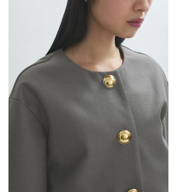 ADAM ET ROPE'「【WEB限定】・【オケージョン】ノーカラーボンディングジャケット」|ノーカラージャケット|