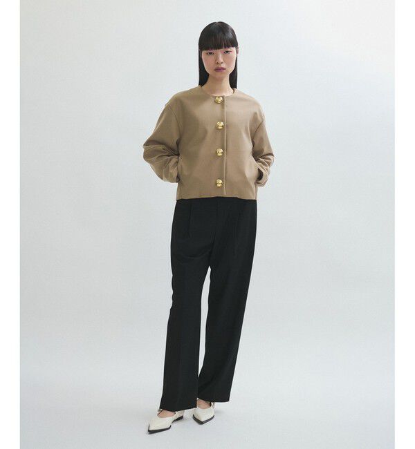 ADAM ET ROPE'「【WEB限定】・【オケージョン】ノーカラーボンディングジャケット」|ノーカラージャケット|