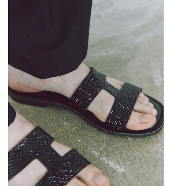 ADAM ET ROPE'「Iストラップラインストーンサンダル」|サンダル|