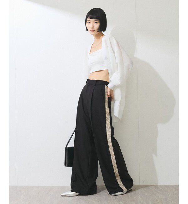 ADAM ET ROPE'「【WEB限定】サイドシャーリングラインワイドパンツ」|チノ|