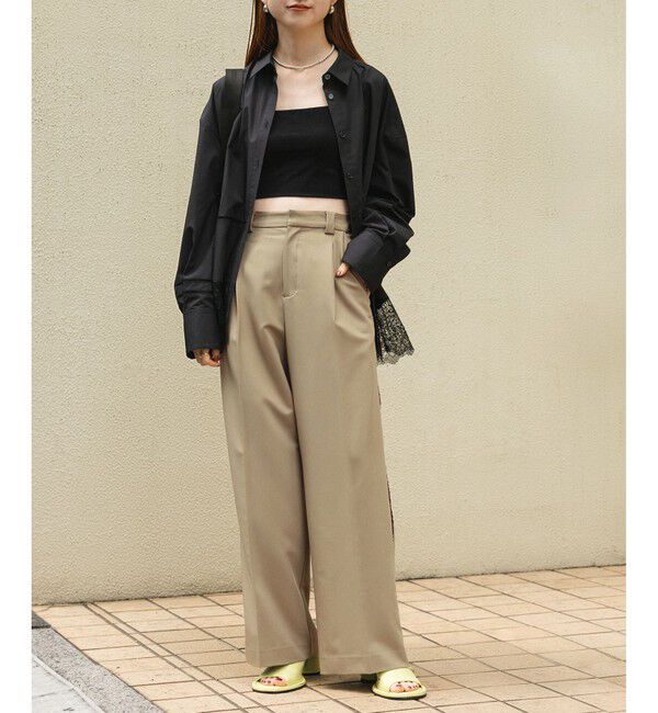 ADAM ET ROPE'「【WEB限定】サイドシャーリングラインワイドパンツ」|チノ|