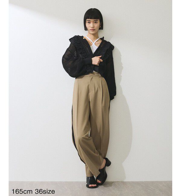 ADAM ET ROPE'「【WEB限定】サイドシャーリングラインワイドパンツ」|チノ|