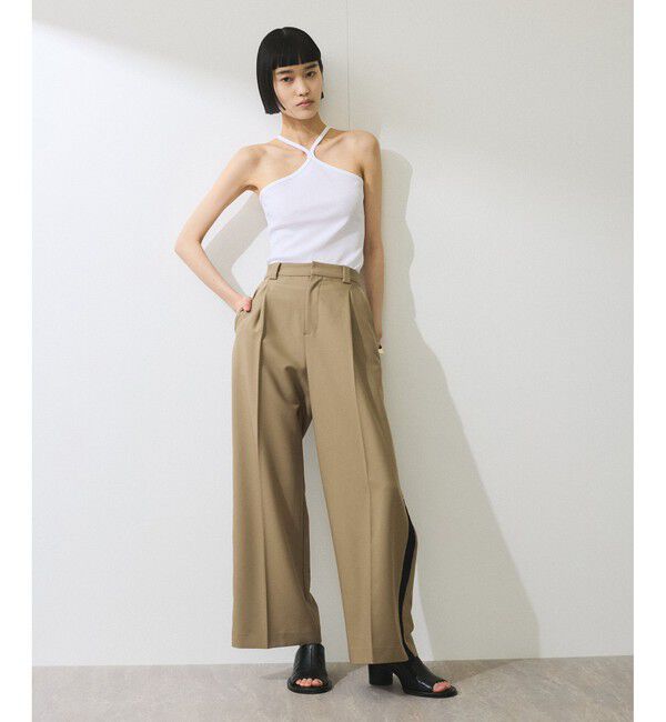 ADAM ET ROPE'「【WEB限定】サイドシャーリングラインワイドパンツ」|チノ|