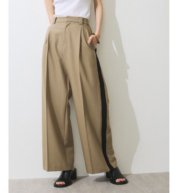 ADAM ET ROPE'「【WEB限定】サイドシャーリングラインワイドパンツ」|チノ|