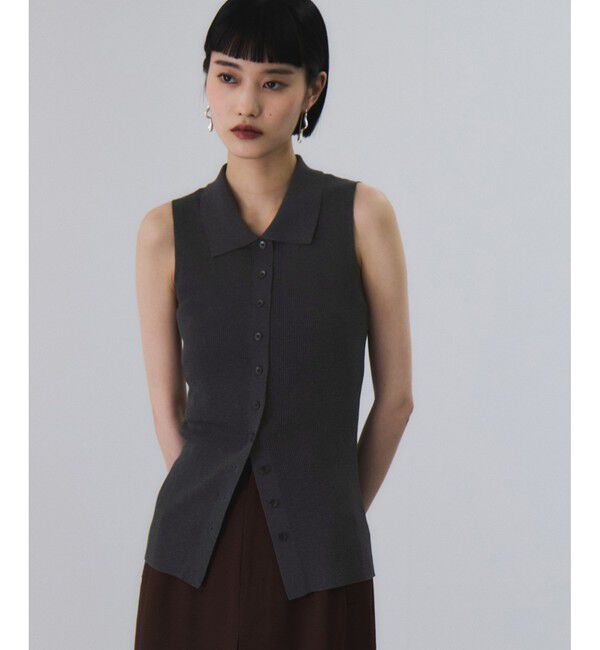 ADAM ET ROPE'「リブノースリーブニット」|ニット・セーター|チャコール(06)