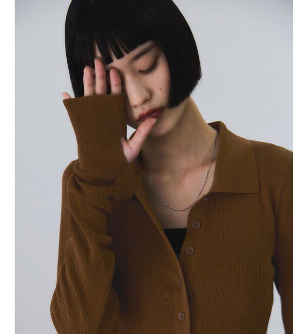 ADAM ET ROPE'「ポロニットリブカーディガン」|カーディガン|ブラウン系(24)