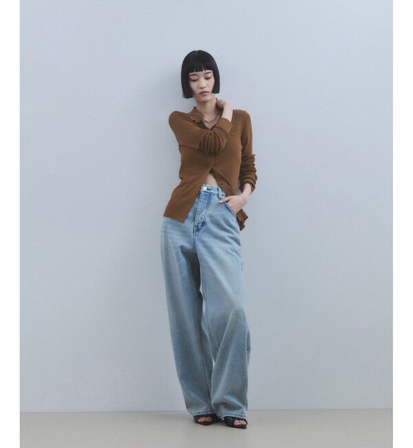 ADAM ET ROPE'「ポロニットリブカーディガン」|カーディガン|