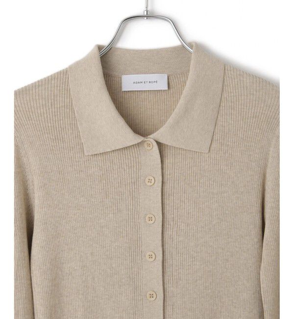 ADAM ET ROPE'「ポロニットリブカーディガン」|カーディガン|