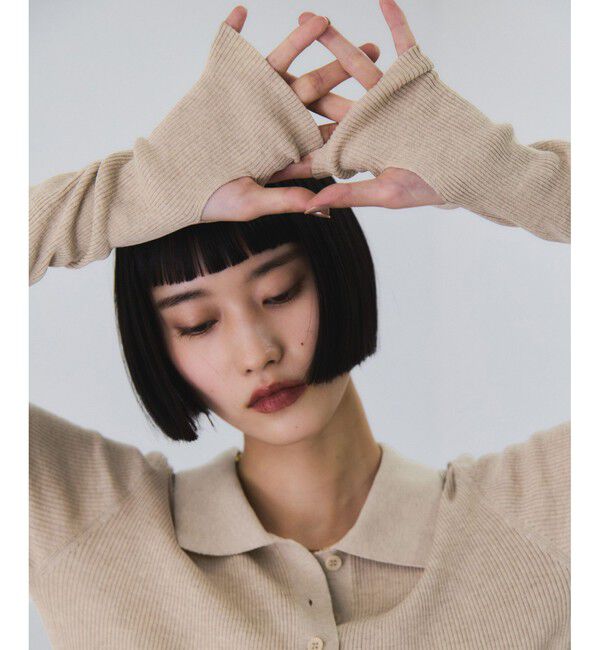 ADAM ET ROPE'「ポロニットリブカーディガン」|カーディガン|