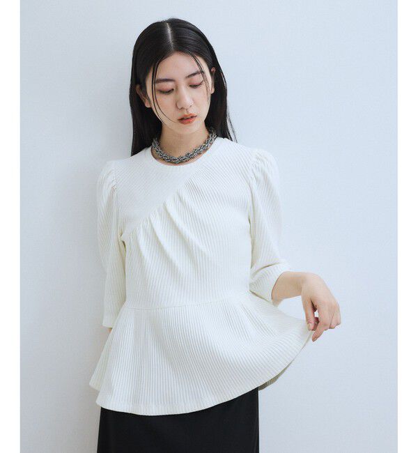 ADAM ET ROPE'「【WEB限定】ハーフスリーブペプラムカットソー」|Tシャツ・カットソー|オフホワイト(15)