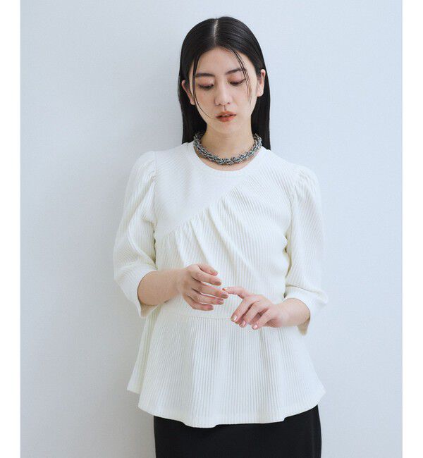 ADAM ET ROPE'「【WEB限定】ハーフスリーブペプラムカットソー」|Tシャツ・カットソー|