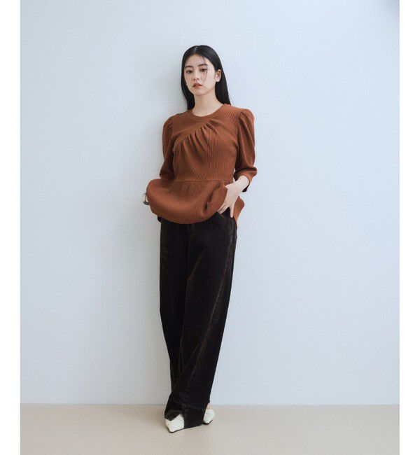 ADAM ET ROPE'「【WEB限定】ハーフスリーブペプラムカットソー」|Tシャツ・カットソー|